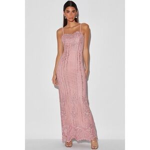 Mauve Embroidered Sleeveless Maxi Dress Purple - Size M